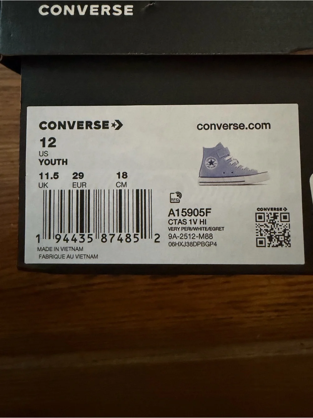 New NIB Kids High-Top Canvas Sneakers Very Peri  Sz 12